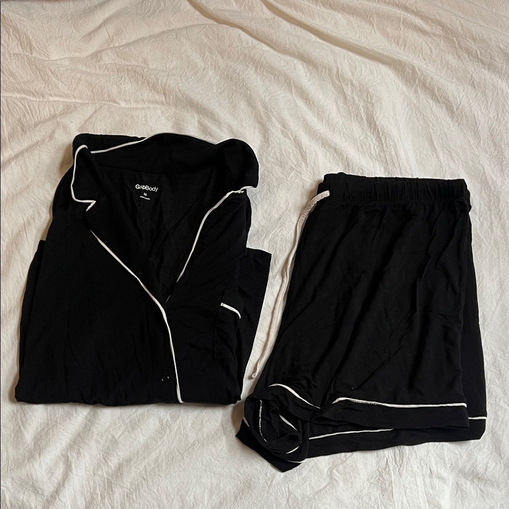 Gap Body Black Pajama Set with White Trim